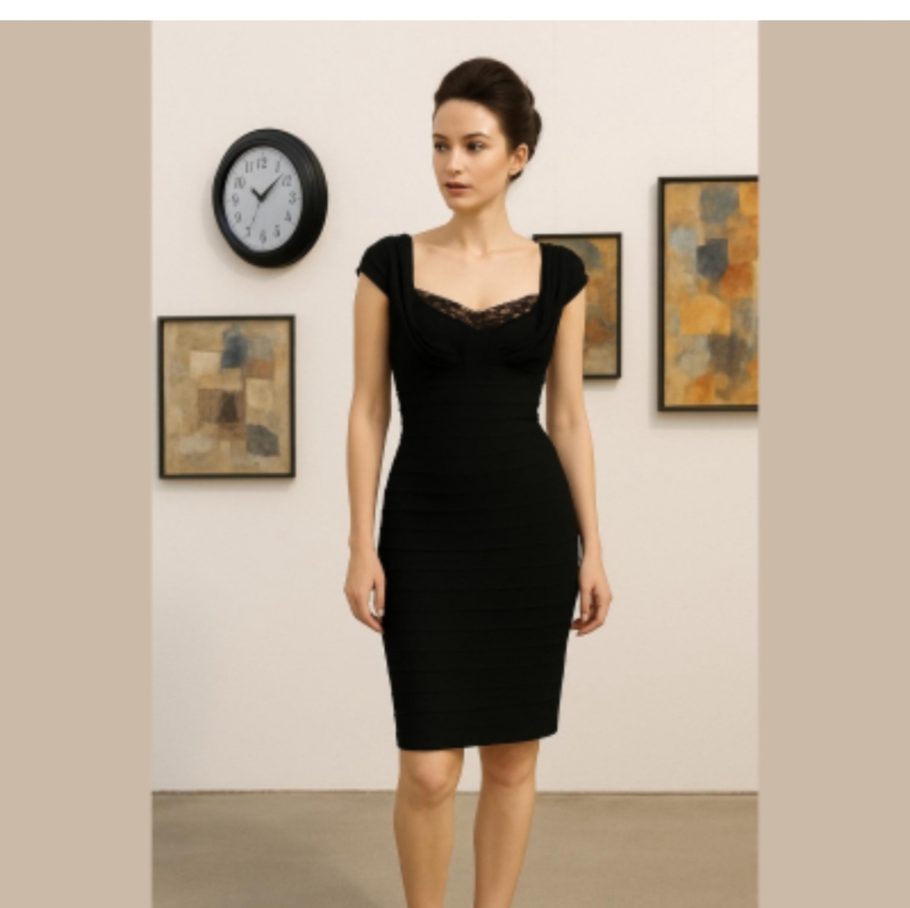 Black Ribbed Cap Sleeve Midi Dress